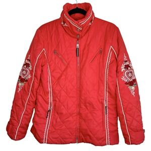 VTG Bogner Goan Thylmann Ski Jacket Folk Art M Nordic Embroider Floral Heart 90s